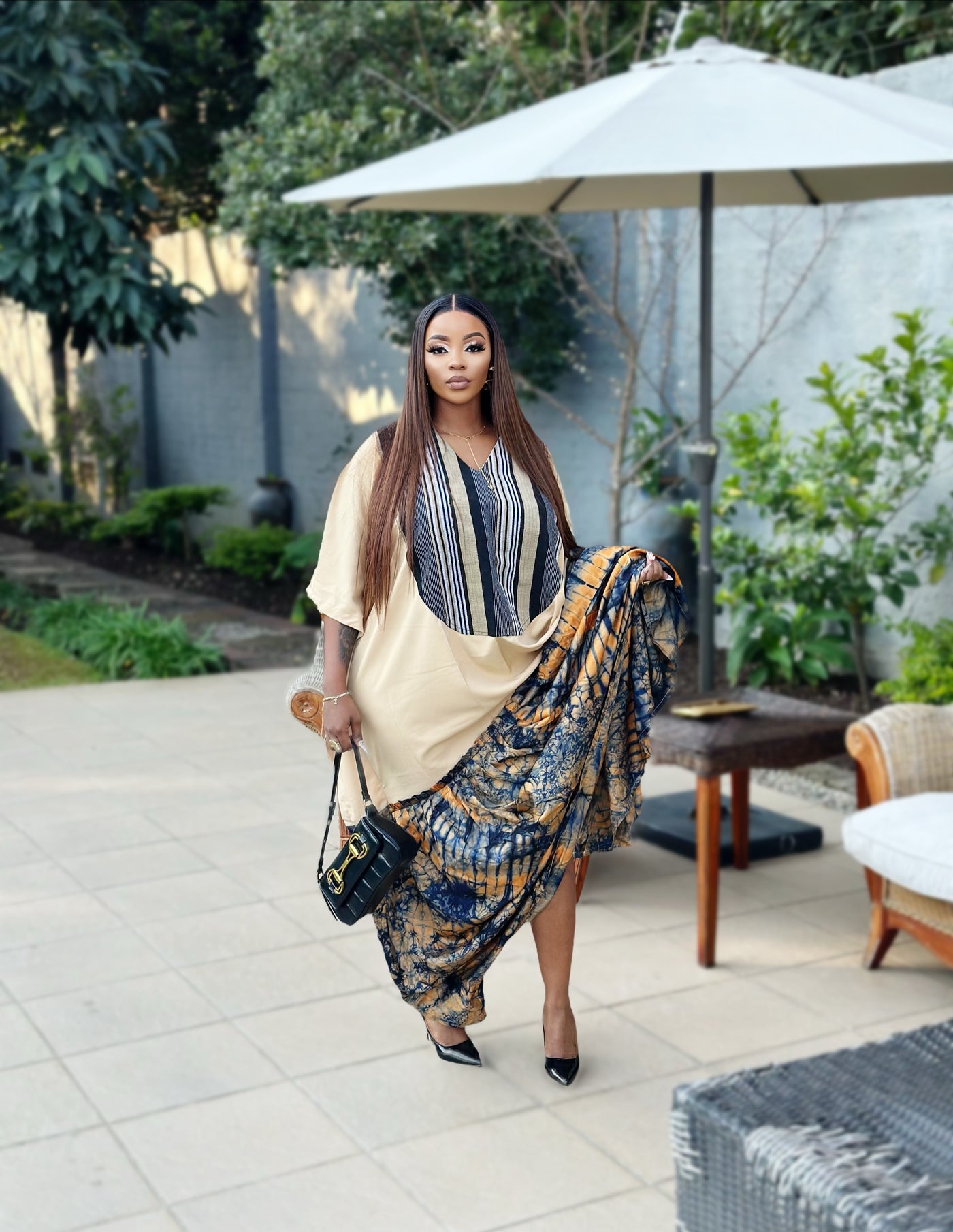 Akara mixed material dress