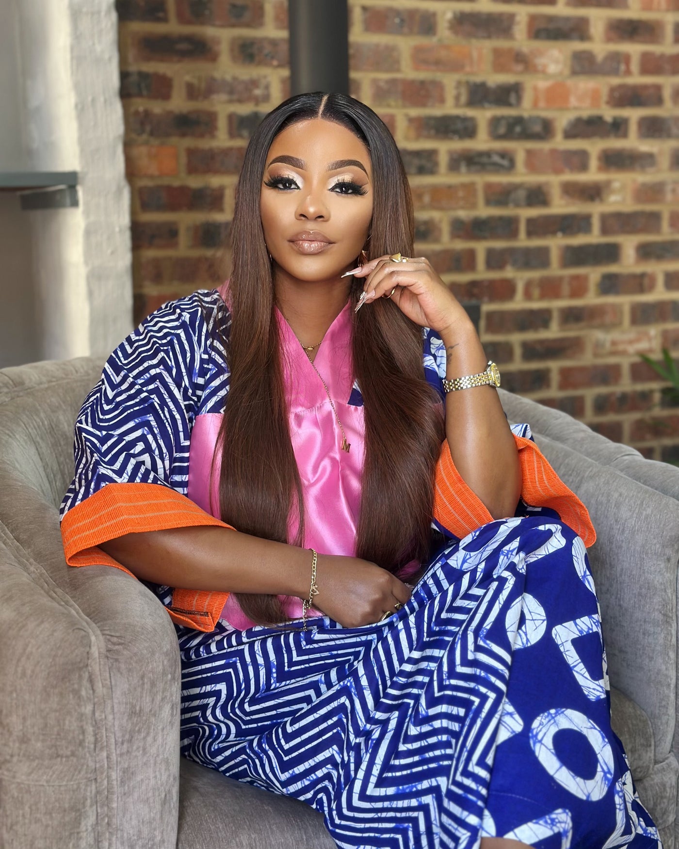 Navy-Pink Bubu dress